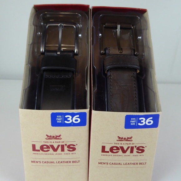 Levi’s 2 Belts Leather Levi Strauss Metal Buckles - Picture 2 of 5